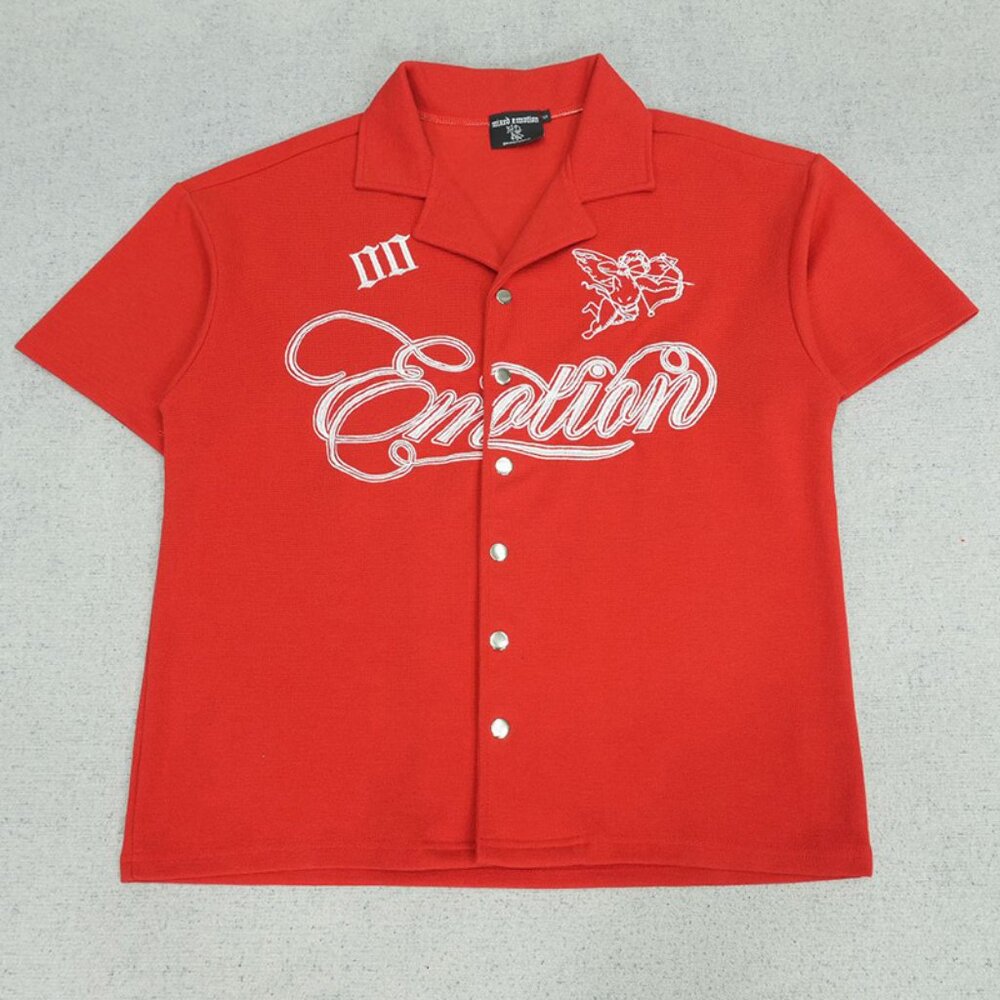 Mixed Emotion Red Signature Button up